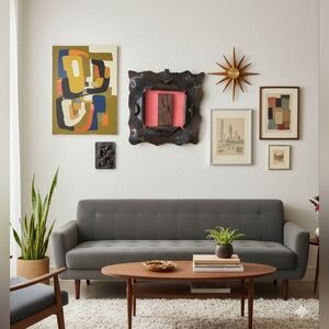 Rare Brutalist Wall Sculpture - Rusted Frame, Pink Glow, Gothic Relief